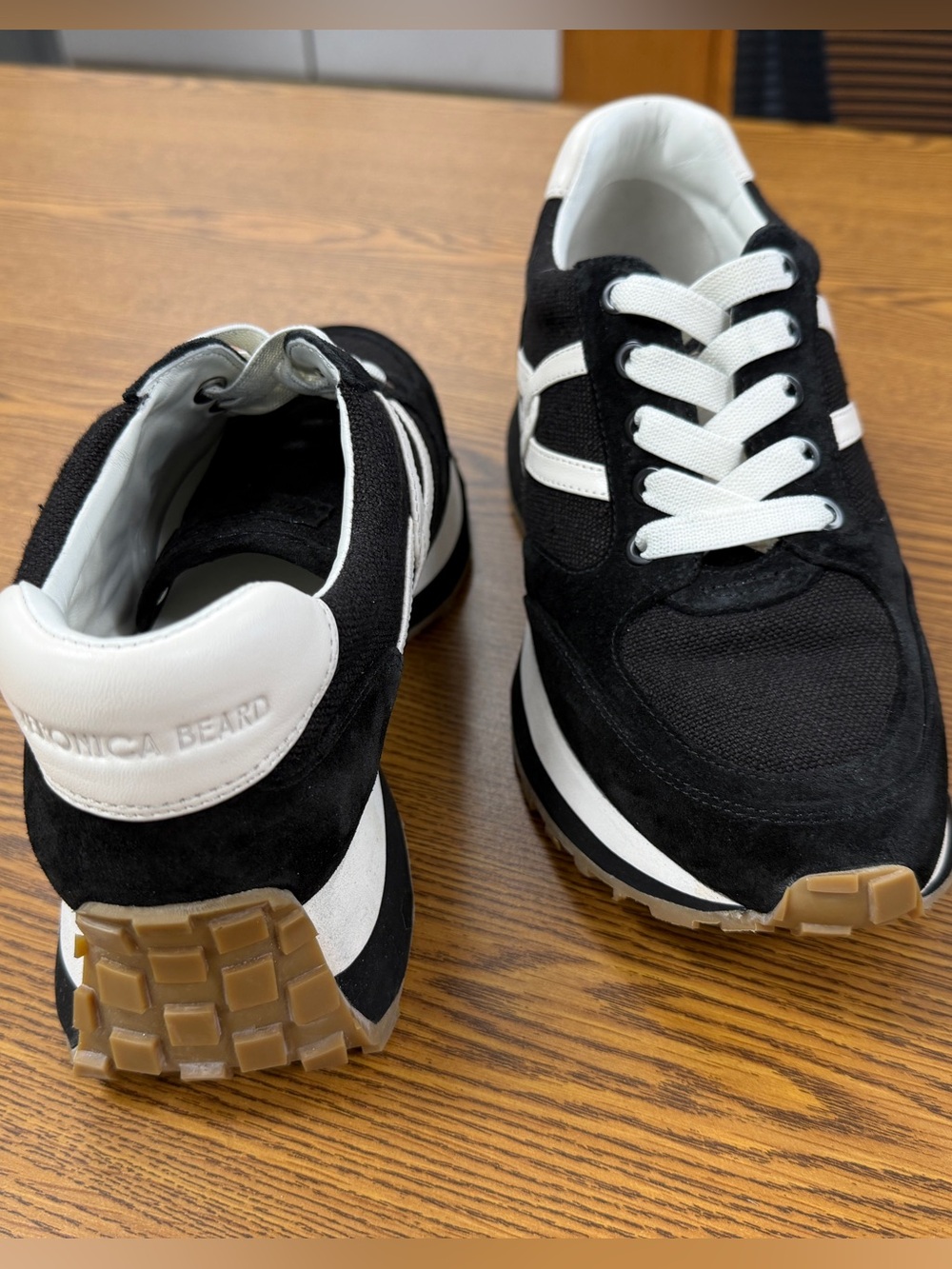 Veronica Beard Black and White Women's Lace-Up Sneakers - Picture 6 of 8